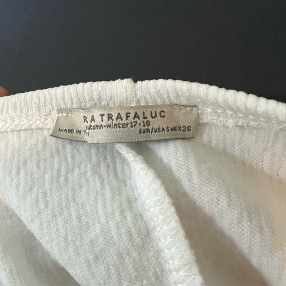 Zara Top V-neck Puff Sleeves Crepe Blouse White - Picture 2 of 5